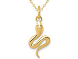 14K Yellow Gold Polished Snake Charm Pendant Necklace with Chain